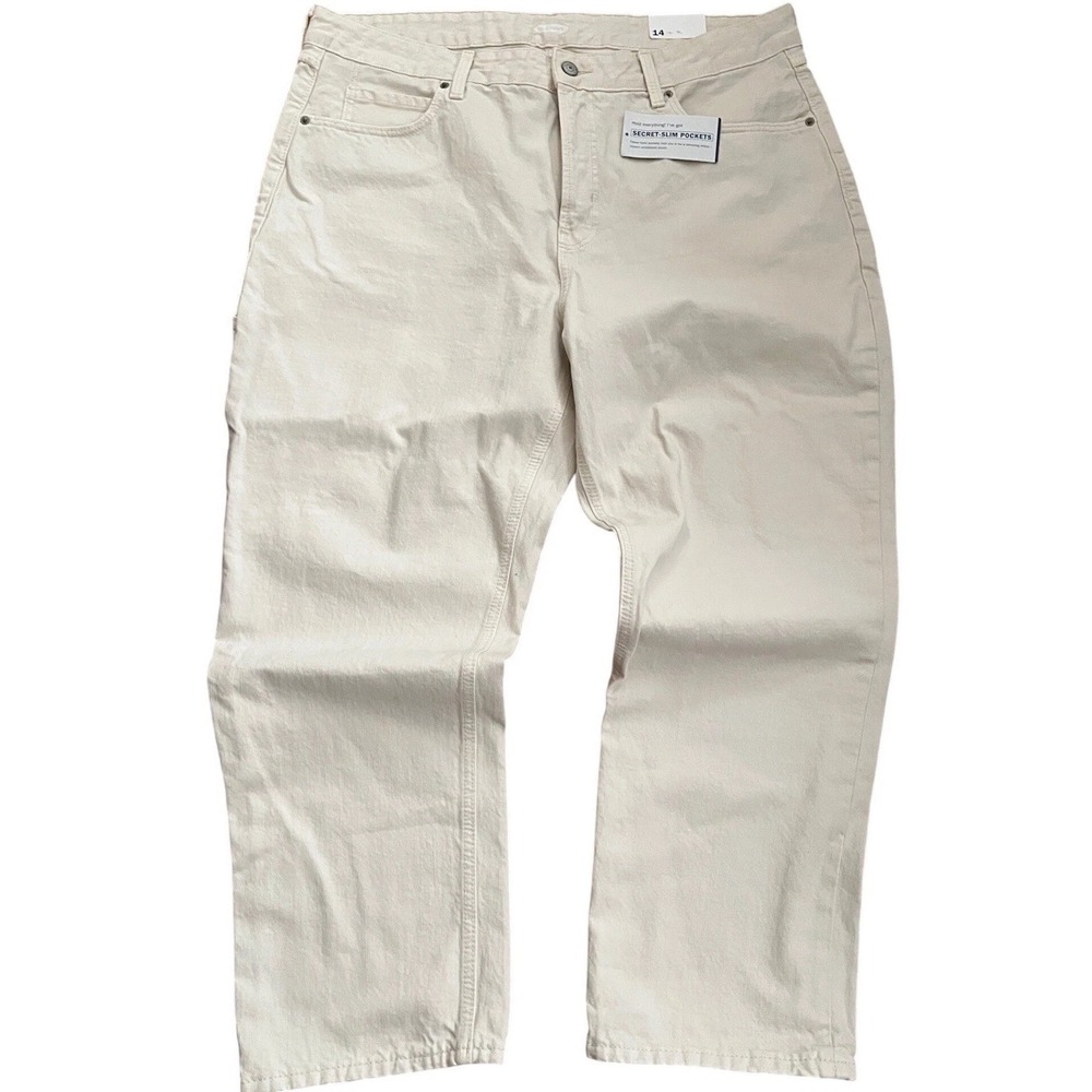 Old Navy Ankle Slouch Jeans Ecru Cream Size 14 NWT Secret Slim‎ Pockets